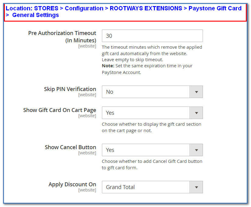 Magento 2 PayStone Extension Settings