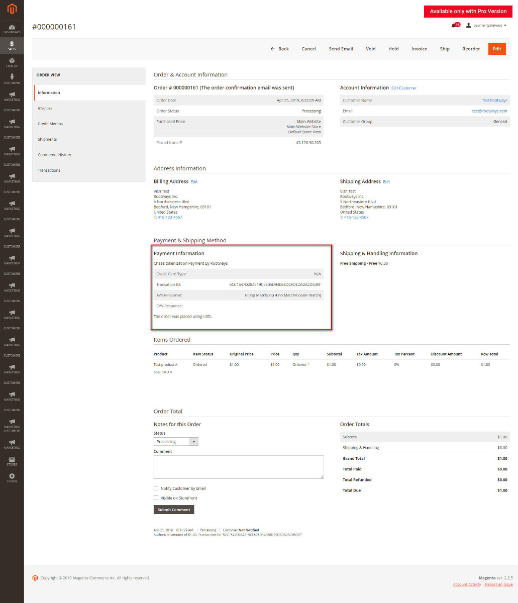 Magento Chase Plug in
