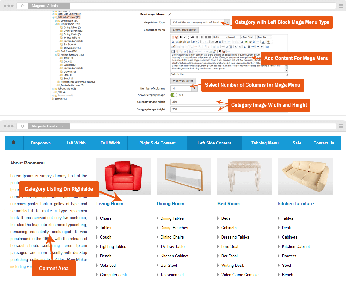 magento 2 Mega menu with content on right