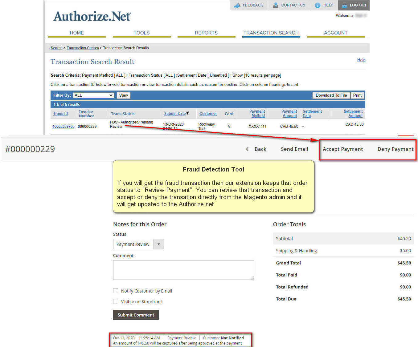 Authorize.net Fraud Detection Tool
