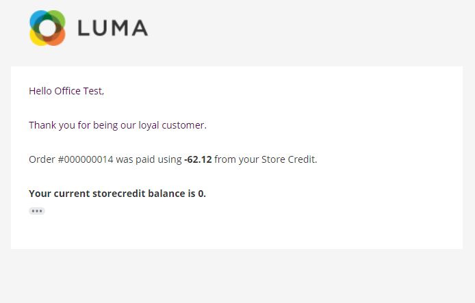 Transaction via store credit email