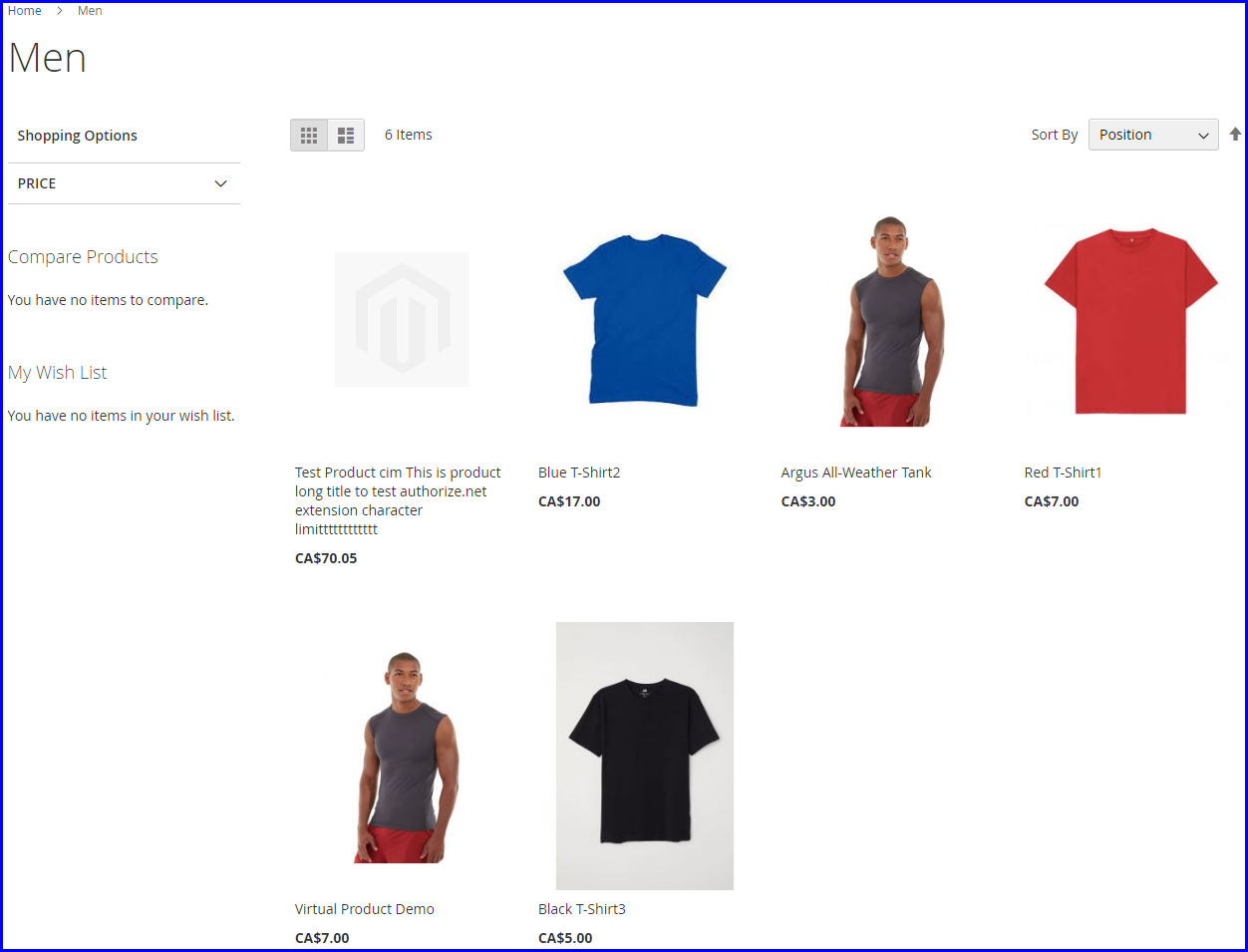 Magento Product Listings page from the Admin